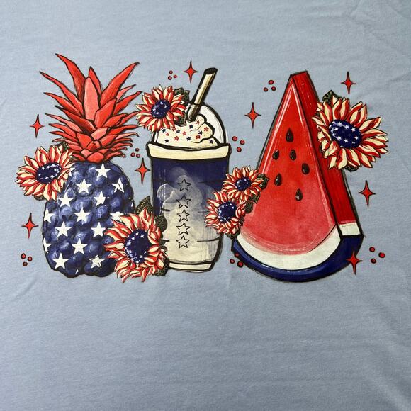 Americana Red White Blue Summertime Tee Large - Picture 1 of 6